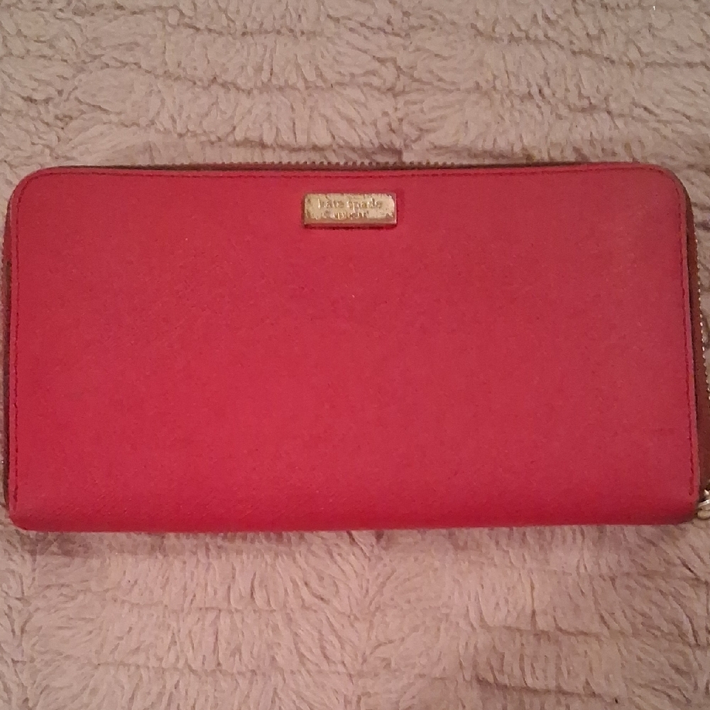 Kate Spade Authentic Zip Around Large Wallet In Desert Rose